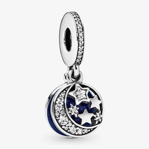 Pandora Moon & Blue Sky Dangle Charm / Pandora Charms / Pandora Bracelet